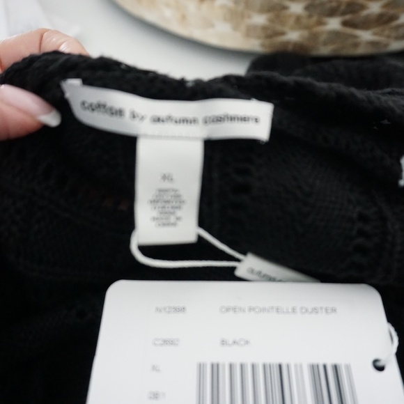 Cotton by Autumn Cashmere NWT Black Drape Duster Tiered Cardigan Sweater XL - Picture 7 of 8